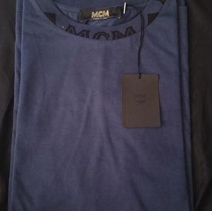 MCM Jacquard Logo Ribbed Collar T Shirt
